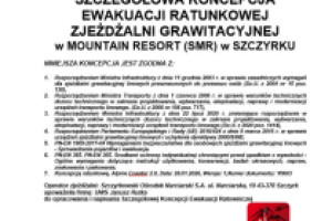 Kolejna Szczegółowa Koncepcja Ewakuacji Ratunkowej dla zjeżdżalni grawitacyjnej